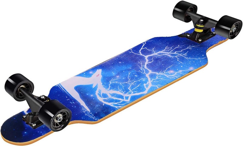 asktom Mini Cruiser Longboard, 31 Inch Small Size Wide Wheel Skateboard, Beginner Stable & Easy-to-Control Skateboard, Suitable for Park & Street Riding, Unique Flame Pattern - Image 4